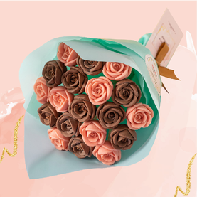 Шоколадный букет «Розы Тиффани розовые»